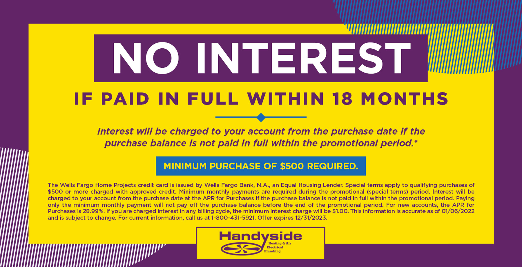 Handyside No Interest If Paid in Full Within 18 Months
